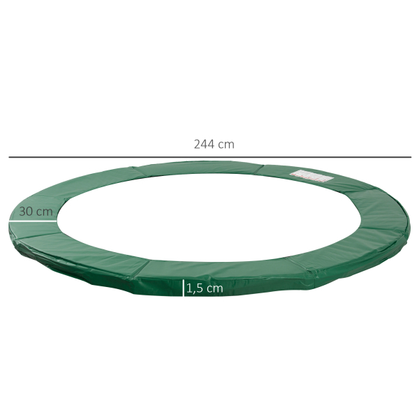HOMCOM Cobertura de Proteção Ø244 cm de Borda de Trampolim Espuma de Proteção para Trampolim para Exterior Verde - Image 3