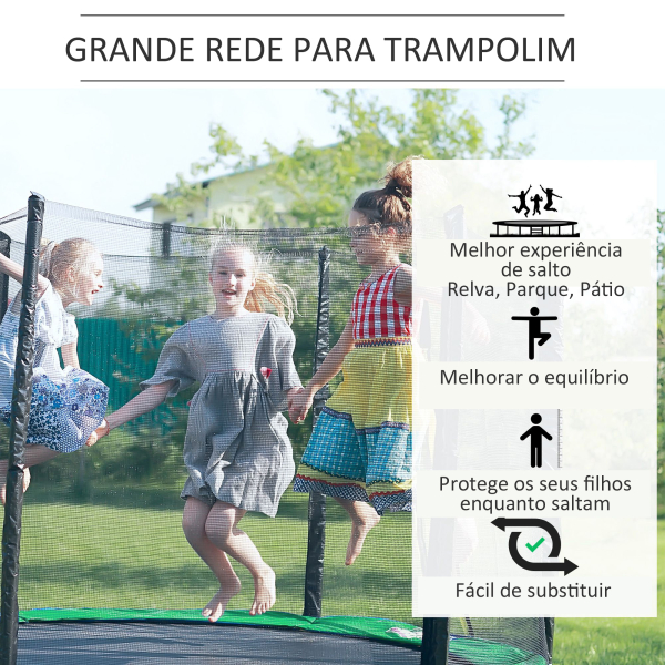 HOMCOM Rede de Segurança para Trampolim Rede de Substituição para Trampolins Ø305x180 cm Preto - Image 4