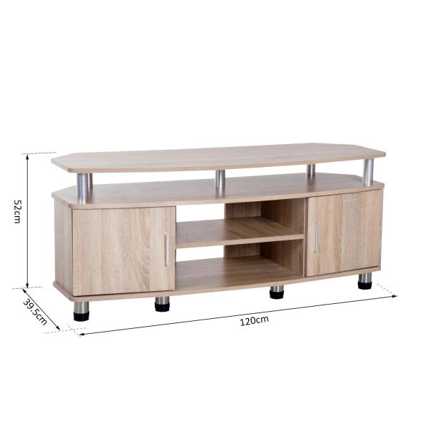 HOMCOM Móvel de TV Moderno Móvel para TV com Armário 2 Portas 2 Prateleiras 120x39,5x52cm Carvalho - Image 3