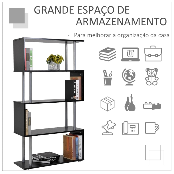 HOMCOM Estante Moderno de amplo espaço de armazenamento para Escritório 80x30x145 cm preto - Image 7
