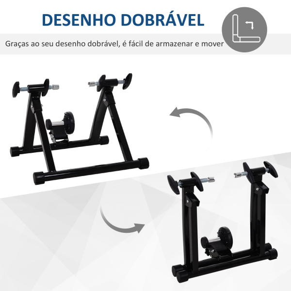 HOMCOM Rolo de Bicicleta para Treinamento Dobrável com Resistência Magnética para Rodas de 26-28 Polegadas Suporte de Treinamento para Bicicleta Casa Interior 54,5x47,2x39,1cm Preto - Image 5