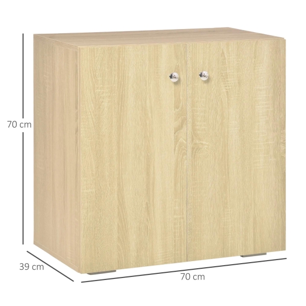 HOMCOM Aparador de Sala de Estar com 2 Portas Armário Auxiliar com 2 Prateleiras para de Livros Roupa Brinquedos Estilo Moderno 70x39x70cm Madeira natural - Image 3