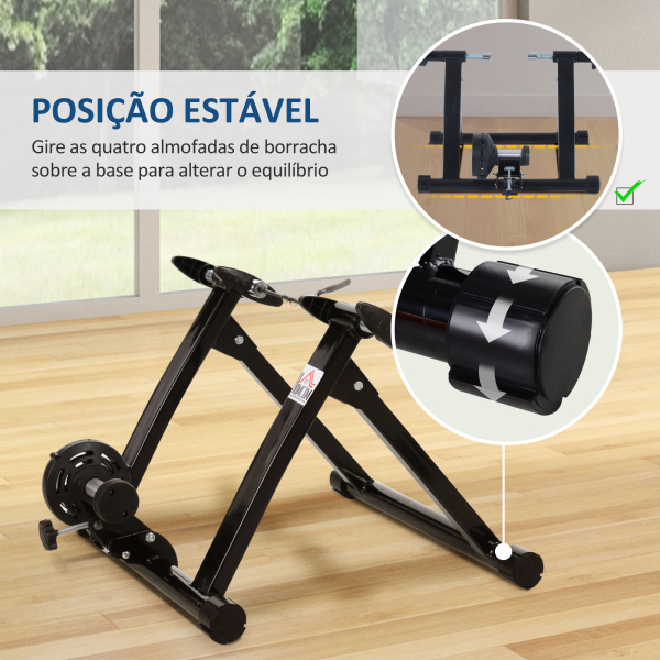 HOMCOM Rolo de Bicicleta para Treinamento Dobrável com Resistência Magnética para Rodas de 26-28 Polegadas Suporte de Treinamento para Bicicleta Casa Interior 54,5x47,2x39,1cm Preto - Image 7