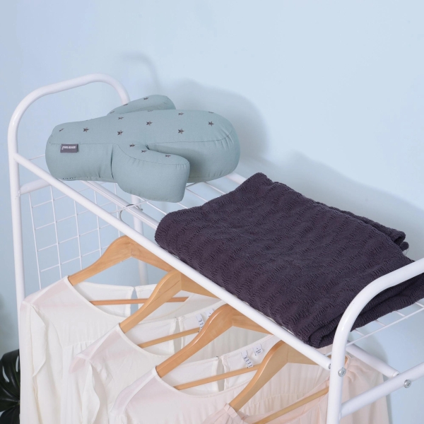 HOMCOM Suporte para Cabides de Metálico Cabideiro com Rodas Prateleira e 2 Gavetas para Organizar Roupas Bolsos 99x47x185cm Branco - Image 5