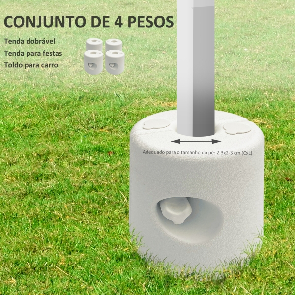 Outsunny Conjunto de 4 Pesos para Tendas Dobráveis Suportes Enchivel com 9,5 kg de Água ou 12 kg de Areia  Ø24x25,5 cm Branco - Image 4
