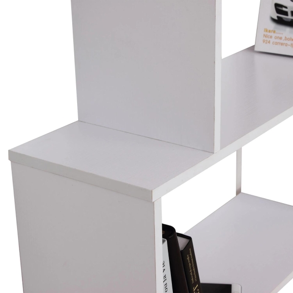 HOMCOM Estante Moderna com 6 prateleiras em forma de S Madeira 80 x 25 x 192 cm branco - Image 9