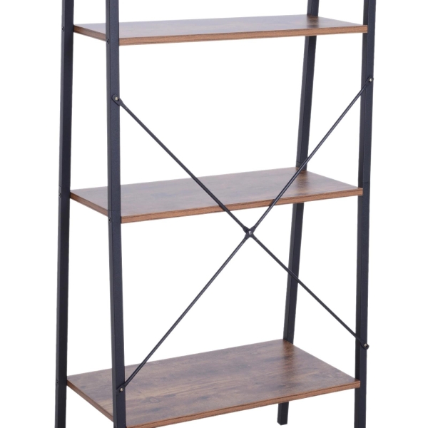 HOMCOM Estante de escada com 4 prateleiras para sala de estar  60x35x145cm preto e madeira - Image 8
