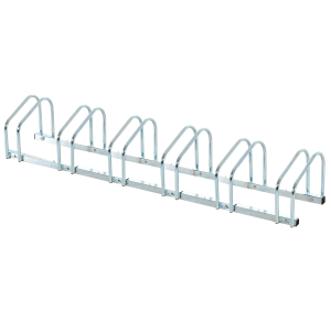 HOMCOM Estacionamento para 6 Bicicletas Suporte de Aço para Estacionar Bicicletas no Chão para Interior e Exterior 179x33x27 cm Prata