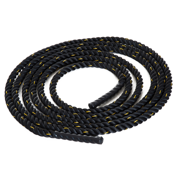 HOMCOM Corda de Batalha Ø38 mm Comprimento 9 m Battle Rope para Exercícios Fitness Crossfit Ultra-Resistente Preto e Amarelo - Image 9