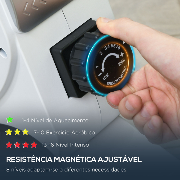 SPORTNOW Máquina de Remo Dobrável com Resistência de 8 Níveis Ecrã LCD e 2 Rodas de Transporte 180x48x60 cm Branco - Image 4
