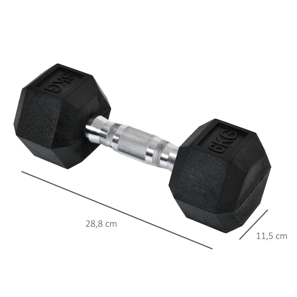 HOMCOM Conjunto de Halteres 12 kg com Barra Metálica e Cabeça Hexagonal para Treino em Casa Ginásio 28,8x11,5 cm Preto e Prata - Image 3