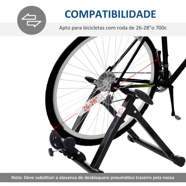 HOMCOM Rolo de Bicicleta para Treinamento Dobrável com Resistência Magnética para Rodas de 26-28 Polegadas Suporte de Treinamento para Bicicleta Casa Interior 54,5x47,2x39,1cm Preto - Image 6