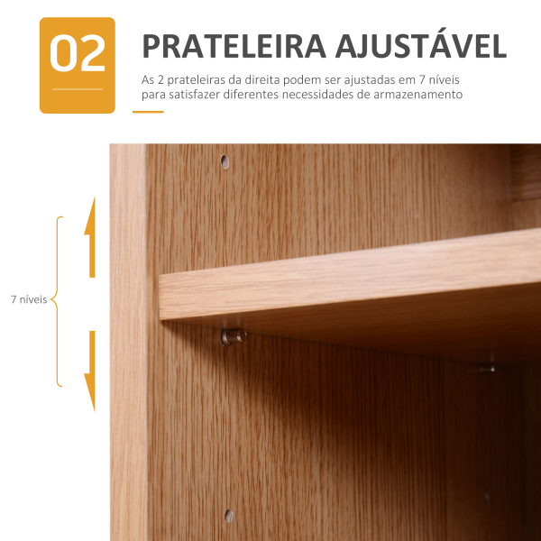 HOMCOM Sapateira com 2 Portas Prateleiras Interiores e 5 Prateleiras Exteriores com Altura Ajustável 80x32x91 cm Branco e Madeira - Image 5