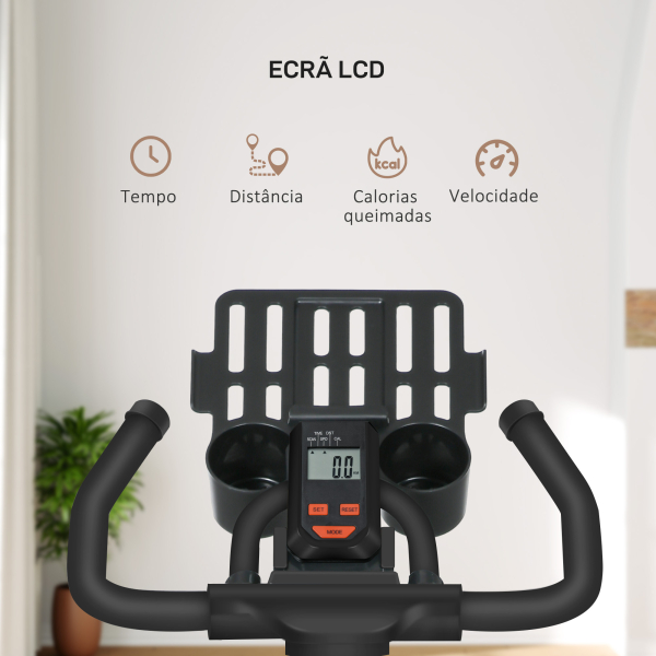 HOMCOM Bicicleta Estática com Volante de Inércia 8 kg Ecrã LCD Guiador e Assento Ajustáveis 103x53x110-114 cm Azul - Image 4