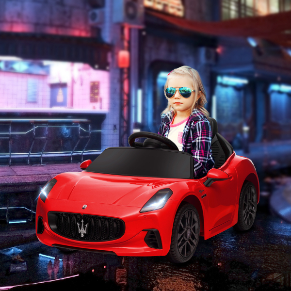 AIYAPLAY Carro Elétrico para Crianças Maserati Gran Turismo Folgore 12V Controlo Remoto Faróis Buzina e Música MP3 98x59x43 cm Vermelho - Image 2