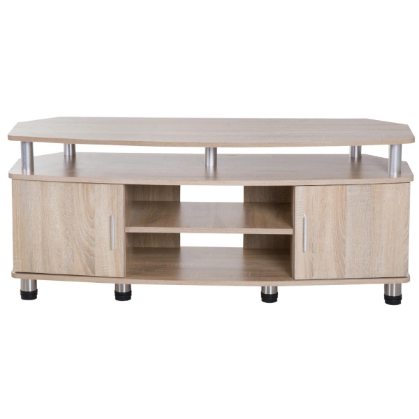 HOMCOM Móvel de TV Moderno Móvel para TV com Armário 2 Portas 2 Prateleiras 120x39,5x52cm Carvalho - Image 4