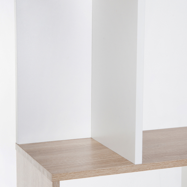 HOMCOM Estante para Livros Estante Alta de Parede com 5 Níveis em Forma de S Desenho Moderno 60x24x184,5cm Branco e Madeira - Image 9