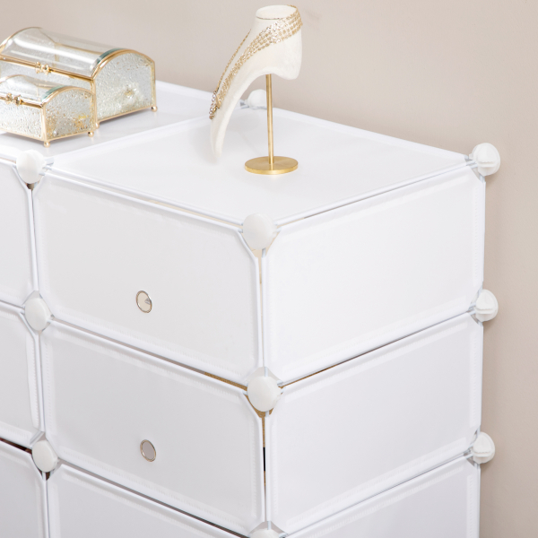 HOMCOM Armário Modular de Plástico Armário Modular com 6 Cubos Organizador de Roupas Sapatos Brinquedos 75x37x73cm Branco - Image 8