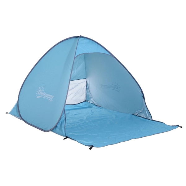 Outsunny Tenda de campismo para praia Camping Picnic Azul - Poliéster e Aço - 200x150x119 cm