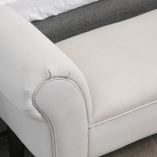 HOMCOM Banco de Pé de Cama Banco com Braços Curvados Estofado e Pés de Madeira Carga Máxima 130kg 102x31x51cm Cinza - Image 7