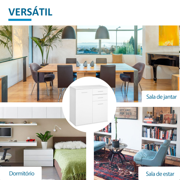 HOMCOM Armário tipo Aparador amplo espaço de armazenamento multiuso para sala de estar com portas e gavetas 71x35x76cm branco - Image 6