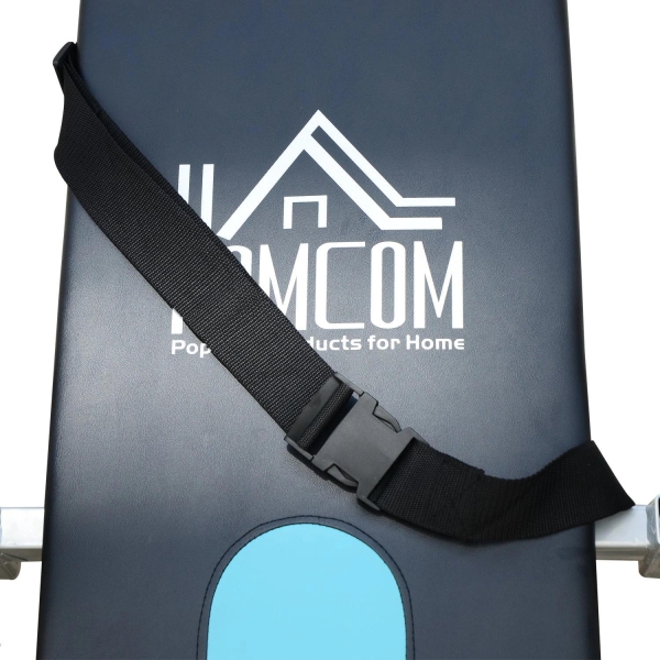 HOMCOM Mesa de Inversão Dobrável com Altura Ajustável entre 147-198 cm e Cinto de Segurança 65x112-142x126 cm Preto e Azul - Image 7