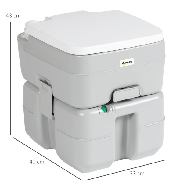 Outsunny Sanita Portátil 20L com Indicador de Nível Capacidade 150 kg para Campismo Viagem Idosos Caravana Barco 33x40x43 cm Cinza - Image 3