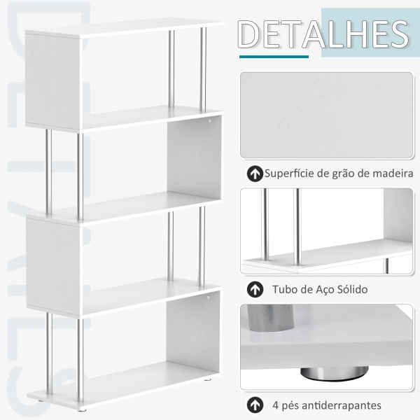 HOMCOM Estante moderna para escritório Estante de livros 145x80x30cm branco - Image 6