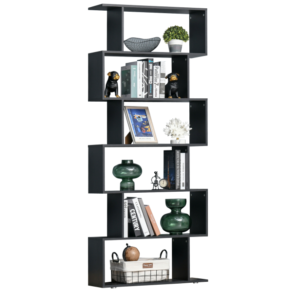 HOMCOM Estante com 6 Prateleiras para Livros em Formato S 80x24x191 cm preto - Image 9
