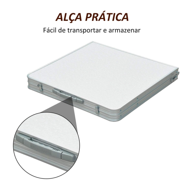 Outsunny Mesa de Campismo Dobrável Convertível em Mala com Altura Ajustável para Piquenique 120x60-54-70cm Prata - Image 6