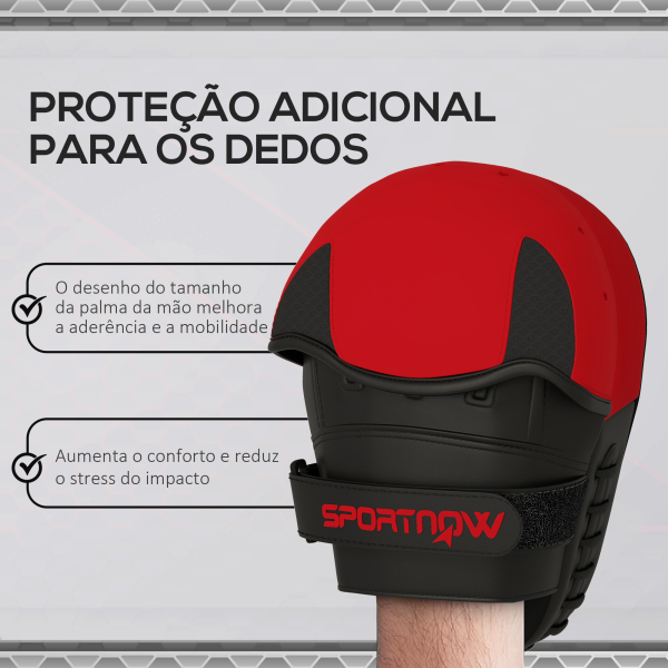 SPORTNOW Plastrons de Boxeo Paos de Muay Thai MMA para Treino de Boxeo Boxing Karate Taekwondo Artes Marciais 24x19x4 cm Vermelho - Image 4