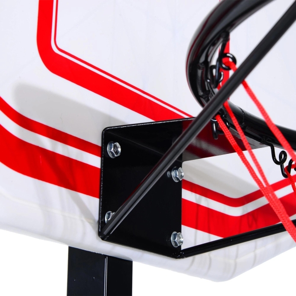 HOMCOM  Tabela de basquetebol dobrável e ajustável em altura 150-210 cm branco preto e vermelho - Image 9