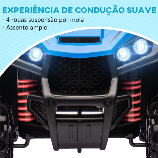 AIYAPLAY Quadriciclo Elétrico para Crianças com Bateria 12V Faróis e Música Carga 30 kg 85x55,5x62 cm Azul - Image 4