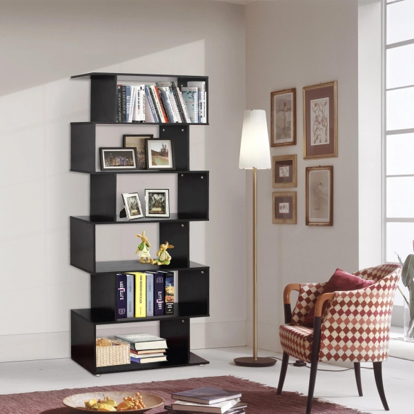 HOMCOM Estante com 6 Prateleiras para Livros em Formato S 80x24x191 cm preto - Image 8