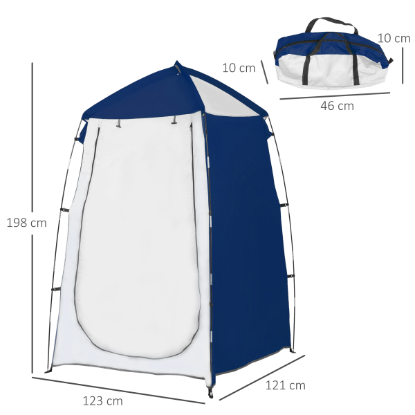 Outsunny Tenda de Duche Campismo Portátil UV+25 Tenda para Casa de Banho Trocador com Janela e Bolsa de Transporte 123x121x98cm Azul - Image 3