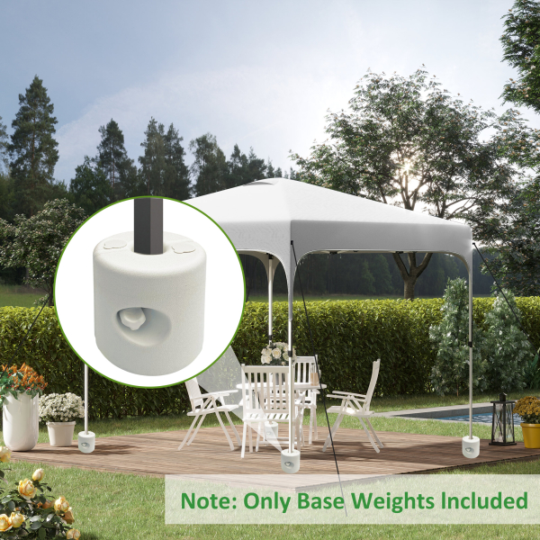 Outsunny Conjunto de 4 Pesos para Tendas Dobráveis Suportes Enchivel com 9,5 kg de Água ou 12 kg de Areia  Ø24x25,5 cm Branco - Image 2
