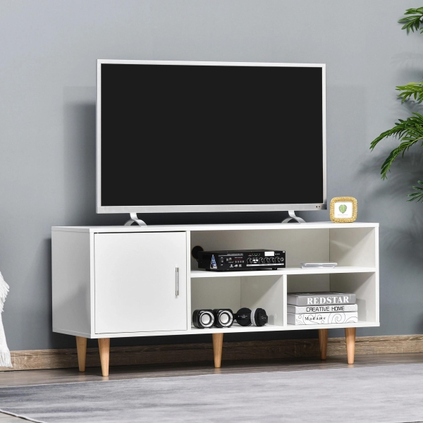 HOMCOM Móvel de TV para Televisores de até 60” Móvel de Sala de Estar Moderno com Armário 3 Compartimentos 120x40x55cm Branco - Image 2