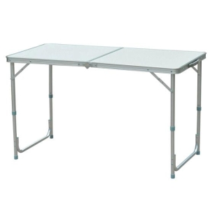 Outsunny Mesa de Campismo Dobrável Convertível em Mala com Altura Ajustável para Piquenique 120x60-54-70cm Prata