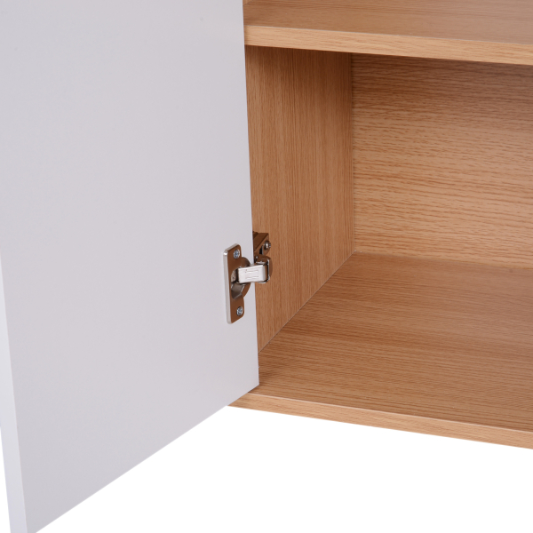 HOMCOM Sapateira com 2 Portas Prateleiras Interiores e 5 Prateleiras Exteriores com Altura Ajustável 80x32x91 cm Branco e Madeira - Image 8