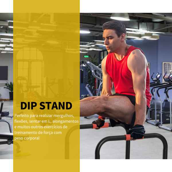 HOMCOM Suporte de treino de barras paralelas para flexões inclinadas construção muscular Calistênicos 63x41x73 cm Preto - Image 4