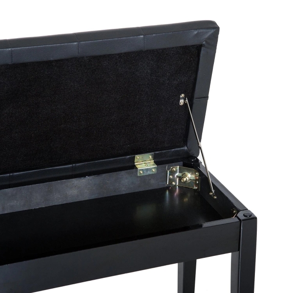 HOMCOM Banco de Piano Banco para Piano com Espaço de Armazenamento Assento de Couro Sintético Acolchoado76x36x50cm Preto - Image 8