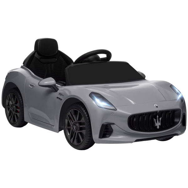 AIYAPLAY Carro Elétrico para Crianças Maserati Gran Turismo Folgore 12V Controlo Remoto Faróis Buzina e Música MP3 98x59x43 cm Cinza