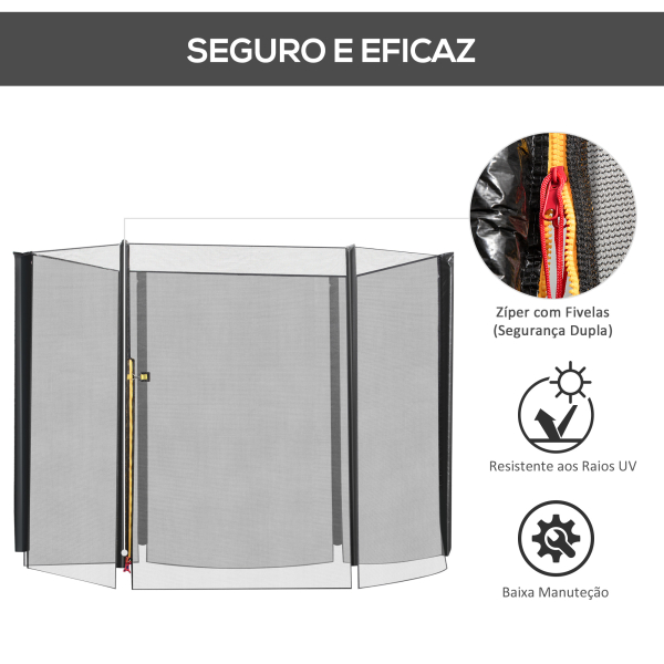 HOMCOM Rede de Segurança para Trampolim Rede de Substituição para Trampolins Ø244x180 cm Preto - Image 7