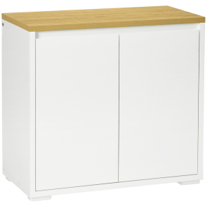 HOMCOM Aparador de Sala de Estar Armário de Armazenamento com 2 Portas e Prateleira Ajustável 80x37x75 cm Branco e Madeira