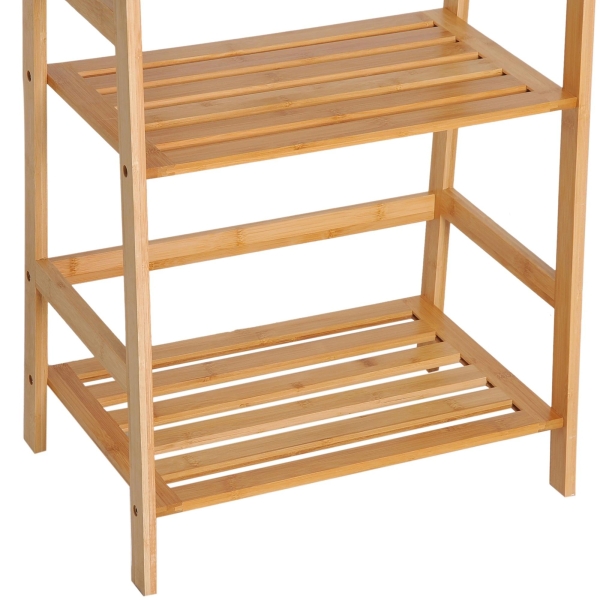 HOMCOM Estante de Bambu com 4 Prateleiras Estante em Forma de Escada para Sala de Estar Escritório 48x31,5x120 cm Madeira - Image 8