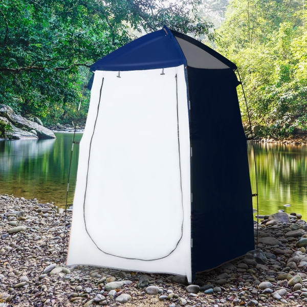 Outsunny Tenda de Duche Campismo Portátil UV+25 Tenda para Casa de Banho Trocador com Janela e Bolsa de Transporte 123x121x98cm Azul - Image 2