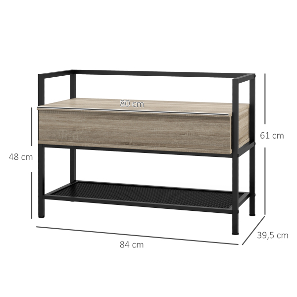 HOMCOM Banco Sapateira com Compartimento Oculto 84x39,5x61 cm Preto e Madeira - Image 3