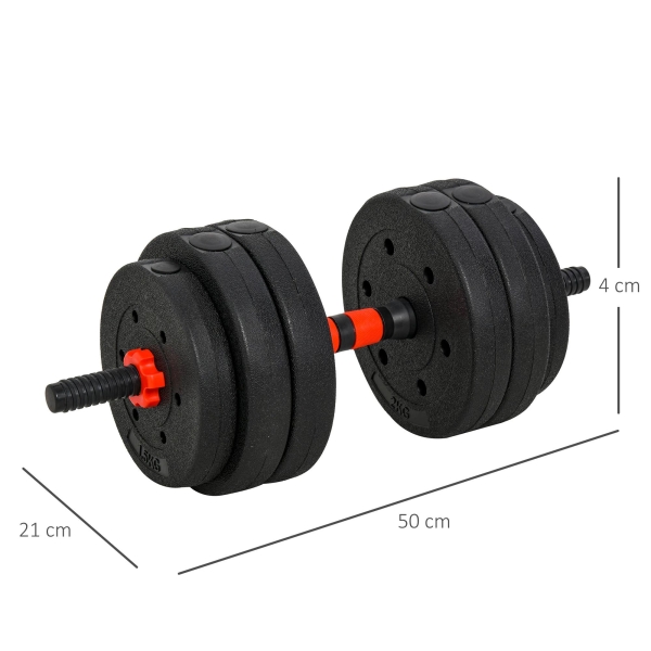 HOMCOM Conjunto de halteres 2 em 1 25 kg com barra ajustável Treinamento de força e levantamento de peso para ginasio preto - Image 3