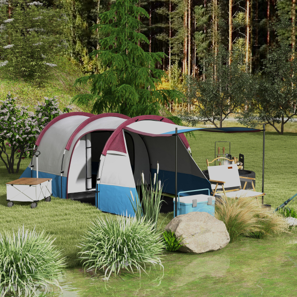Outsunny Tenda de Campismo Familiar para 2-3 Pessoas com 2 Áreas e Bolsa de Transporte Impermeável 420x200x150 cm Multicolor - Image 2