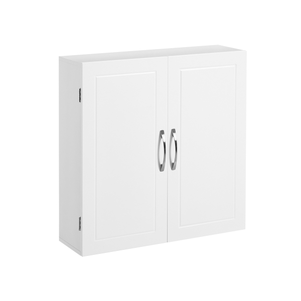 Armário de parede para casa de banho com portas duplas e prateleiras ajustáveis | VASAGLE | 60 x 18 x 60 cm | branco | BBC320W01.